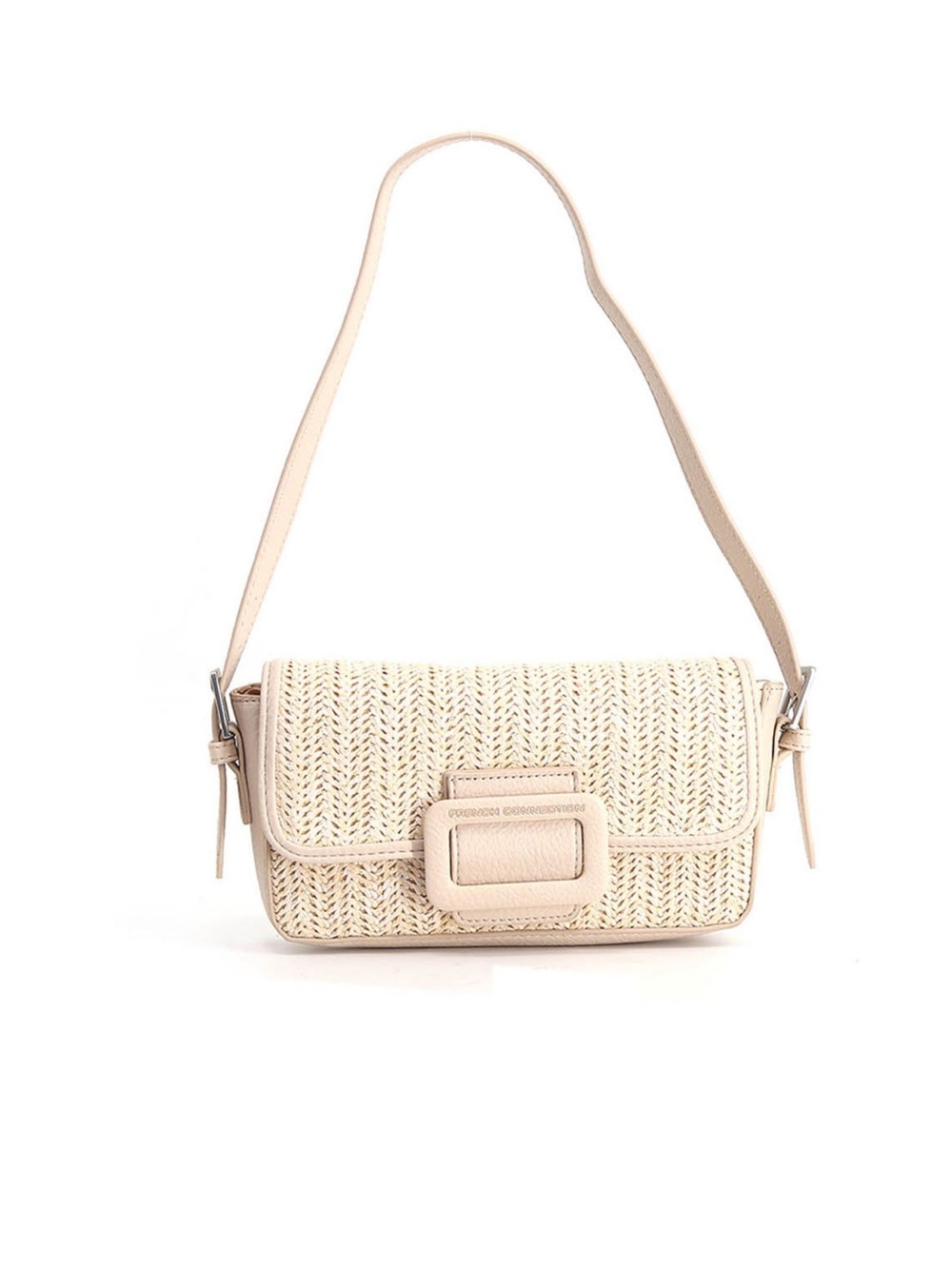 French Connection Cream Woven Shoulder Bag - Women's Fashion Handbag